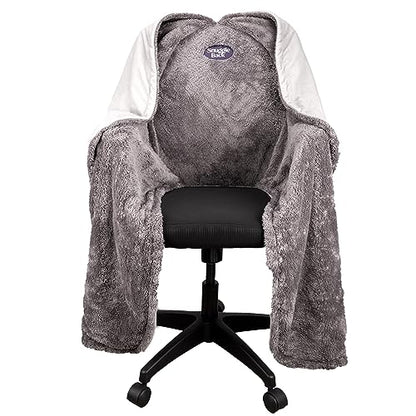 The Original Office Chair Blanket by SnuggleBack; Cozy Comfy Office Desk Chair Wrap Attaches for Hands-Free Warmth. Stay Warm In The Winter or Summer. (Grey Pattern Fleece) - color: Grey Pattern Fleece