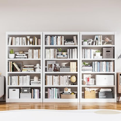 OSEILLC Bookcase, 5-Shelf Heavy Duty Metal Bookcase, Adjustable Bookshelf with Large Capacity, Book Shelf for Home Office, Living Room, Garage (White) - color: White, size: 69"H x 31.5"W