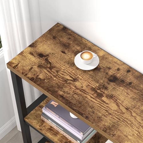 FOLUBAN 3 Tier Bookshelf, Industrial Wood and Metal Bookcase, Small Book Shelf for Home Office Bedroom Living Room, Rustic Brown - color: Brown, size: 12.6"D x 29.5"W x 32.3"H