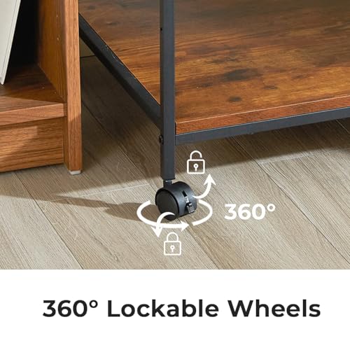 2-Tier Rolling Printer Stand with Lockable Wheels, Mobile Printer Cart with Storage Shelf for Home Office