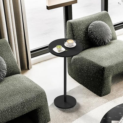 Round Small Side Table Set of 2, Drink Tables for Small Spaces Pedestal Side Table Black for Sofa, Circle End Tables for Living Room, Bedroom and Balconty - color: Black 2 Pack