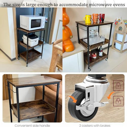 3-Tier Rolling Utility Cart with Lockable Wheels Storage Slim Storage Heavy Duty Cart Mobile Shelving Unit Craft Narrow Organizer for Bathroom Laundry Kitchen (Black) - style: Black