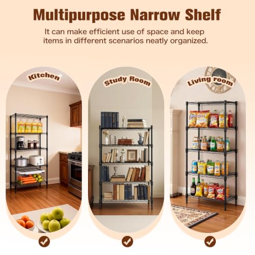 Wire Rack 5 Tier Shelving Unit - Heavy Duty Metal Storage Shelves 29.92" L x 13.78" W x 59.84" H Adjustable Wire Shelving Rack for Kitchen Storage Shelves, Garage Storage Rack | Multi Layer Adjustable Metal Wire Frame, Strong Weight Capacity, Great for Ki