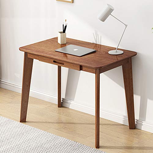 IOTXY Solid Wood Writing Desk - Home Office Workbench Desk with Drawer, Laptop Computer Work Study Table - color: Walnut, size: 80CM