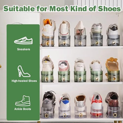 Shoe Slot Organizer,Adjustable Shoe Stacker for a Pair of Shoes,Shoe Holder Space Saver,Double Deck Shoe Riser Shoe Rack,Shoe Organizer for Closet (Clear, 10 Pack) - size: 10 Pack