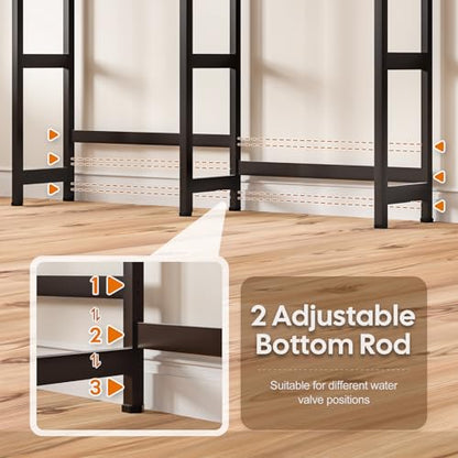 Cozivolife Over The Washer and Dryer Storage Shelf Bamboo,5 Tiers Laundry Room Drying Rack with Adjustable Shelves and 4 Hooks,Space Saver Organizer for Hanging Clothes and Towels (Brown) - color: Brown