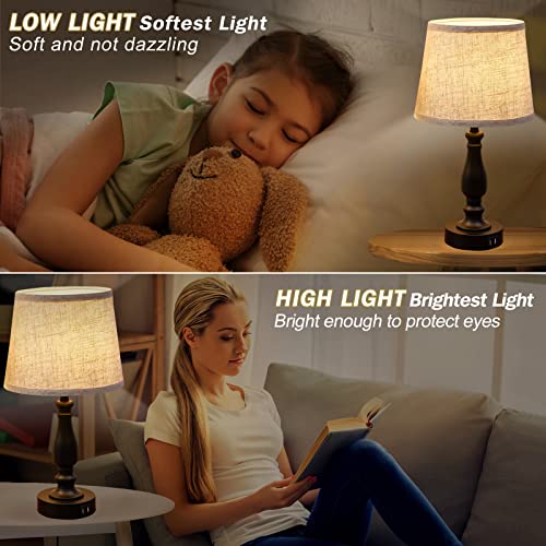 EJIAXIN Table Lamps Set of 2, Bedside Nightstand Lamps with USB Charging Ports,Dimmable Touch with Linen Fabric Lampshade, Modern Small Lamp for Bedrooms, Living Room (Bulbs Included) - color: Beige Shade and Black Base