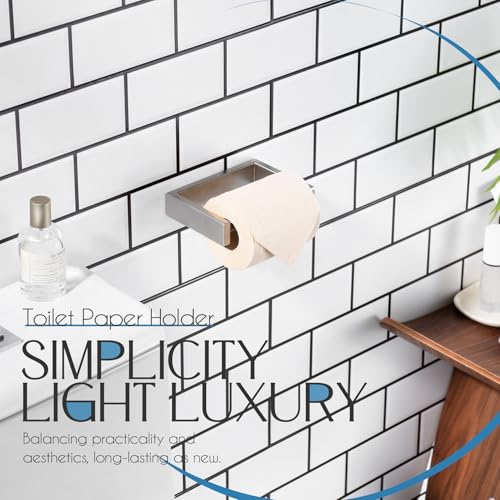 KOKOSIRI Toilet Paper Holder Spring Loaded Bathroom Toilet Roll Holder Wall Mount Stainless Steel Brushed Nickel B2011BR - color: Brushed Nickel, size: Without Shelf