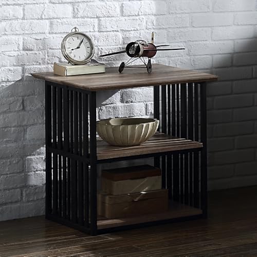 Modern Night Stand with Open Shelves, Bedside Table Easy Assembly, Versatile Use for Bedroom Living Room, Easy Clean Metal Frame Furniture,A-1