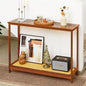 Bamboo Narrow Console Table, 39.4"(L) Wood Small Entryway Table with Rattan and Glass, Accent Slim Hallway Tables, Thin Sofa Side Tables for Hallway, Living Room, Bedroom, Foyer, Walnut - color: Walnut 39.4"(l)
