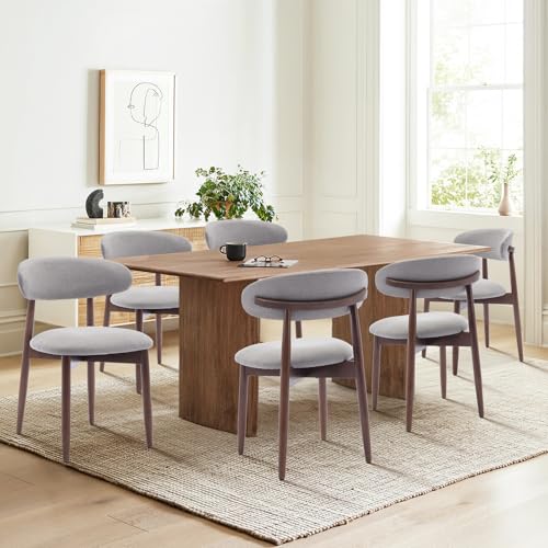 COLAMY Wooden Dining Chairs Set of 2, Modern Fabric Upholstered Dining Room Chair, Farmhouse Kitchen Chairs with Foot Pegs, Light Grey - color: Lightgrey, size: Set of 2