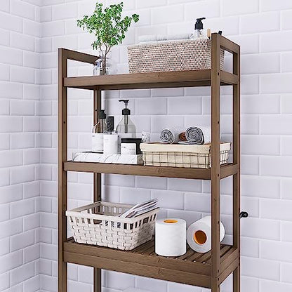 SMIBUY Bathroom Storage Shelf, Bamboo Over-The-Toilet Organizer Rack, Freestanding Toilet Space Saver with 3-Tier Adjustable Shelves (Walnut) - color: Walnut