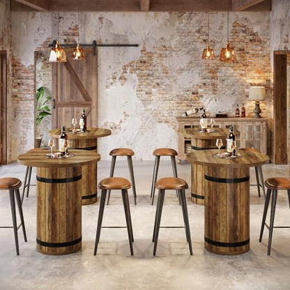 Tribesigns Round Bar Table, 39.4-Inch Bar Height, Bistro Pub Table for Kitchen, Living Room, Small Space, Light Brown (Only Table) - color: Light Brown