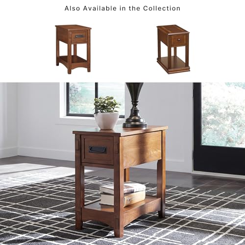 Signature Design by Ashley Breegin Narrow Sofa Side End Table, Brown, 13" - color: Brown