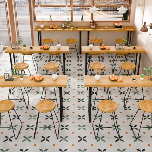 Narrow Bar Table, Rectangular Solid Wood Counter Height Table, Industrial Height Pub Table with Sturdy Metal Frame, Easy-to-Clean Top for Kitchen,Restaurant, Cafe (55.1 in) - size: 55.1 in