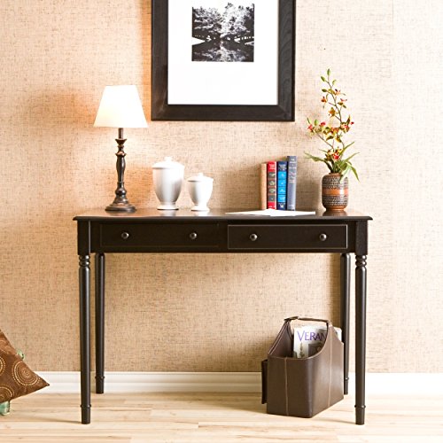 SEI Furniture - Writing 2-drawer Desk- Satin Black - Transitional Design, Black Finish - Ideal for Home Office, Bedroom (HO8801) - color: Satin Black