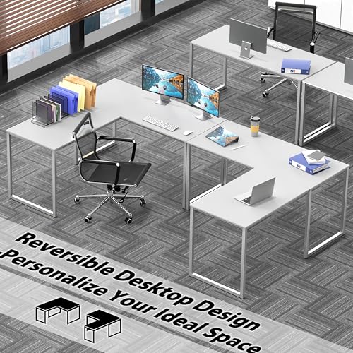 SHW Mission 48 x 48 Inches L-Shape Home Office Computer Desk, White - color: White, size: 48-Inch L-Shaped