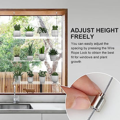 2-Pack 3-Tier Clear Acrylic Hanging Window Plant Shelves for Indoor Use | Wall-mounted plant shelves for herbs, seedlings, flowers and potted plants. Maximizes window space for indoor growing. - size: 2 Pack-3 Tier