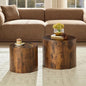 Nesting Coffee Table Set of 2, Modern Round Coffee Table, Accent Side Tables for Small Spaces Living Room Office,Dark Brown - color: Dark Brown