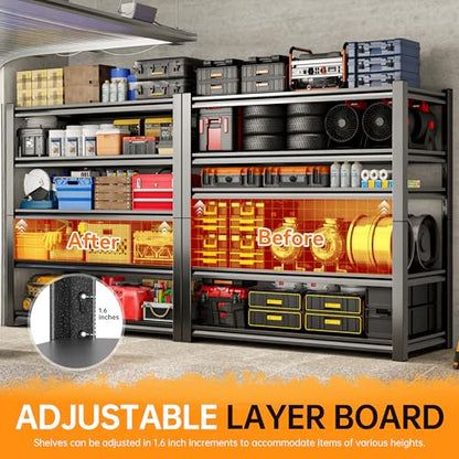 36" W Garage Shelving,5-Tier Heavy Duty Shelving Unit,3000LBS Adjustable Metal Storage Shelves,Storage Rack Units for Industrie,Shed,Warehouse,Basement,Black,35.4" W x 15.7" D x 72" H - size: 15.7"Dx35.4"Wx72"H