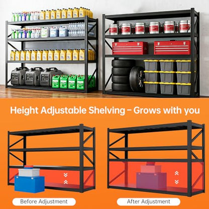 4-Tier 71 "W × 24 "D × 71" H Garage Shelving 8000LBS Storage Shelves Heavy Duty Metal Shelf Unit Adjustable Basement Industrial Storage Racks (71 * 24 * 71) - size: 4T 71" W × 24" D × 71" H