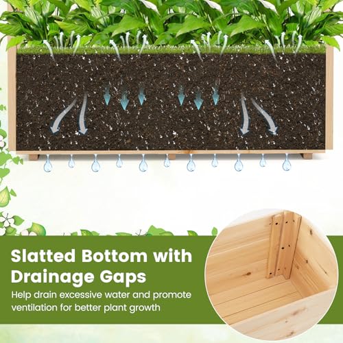 Giantex Raised Garden Bed with Sided Trellis & Hanging Roof, Wood Planter Box, Freestanding Garden Planter Raised Bed for Flowers Herbs Climbing Vines 45”x16”x41” (L x W x H) - color: Natural, size: 45”x16”x41”
