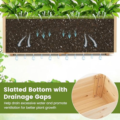 Giantex Raised Garden Bed with Sided Trellis & Hanging Roof, Wood Planter Box, Freestanding Garden Planter Raised Bed for Flowers Herbs Climbing Vines 45”x16”x41” (L x W x H) - color: Natural, size: 45”x16”x41”