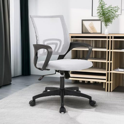 BestOffice Ergonomic Office Chair | Mid-Back Swivel Desk Chair | White | with Lumbar Support, Adjustable Height & Breathable Backrest | Sponge Seat & Rolling Wheels | for Home, Office | Pack of 1 - color: White, style: pack of 1