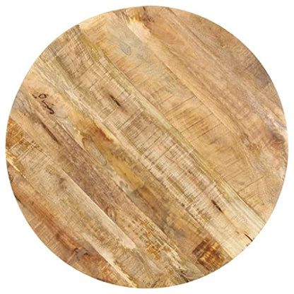 Industrial Wooden Side Table 26.8x26.8x22 Inches, Solid Mango Wood End Table with Powder-Coated Iron Legs, Industrial Style Accent for Living Room - color: Solid Mango Wood