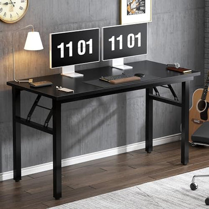 Need Computer Desk Office Desk 47 inches Folding Table with BIFMA Certification Computer Table Workstation No Install Needed, Black Brown - color: Black, size: 47 inches