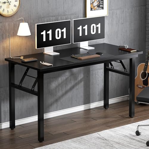 Need Computer Desk Office Desk 47 inches Folding Table with BIFMA Certification Computer Table Workstation No Install Needed, Black Brown - color: Black, size: 47 inches