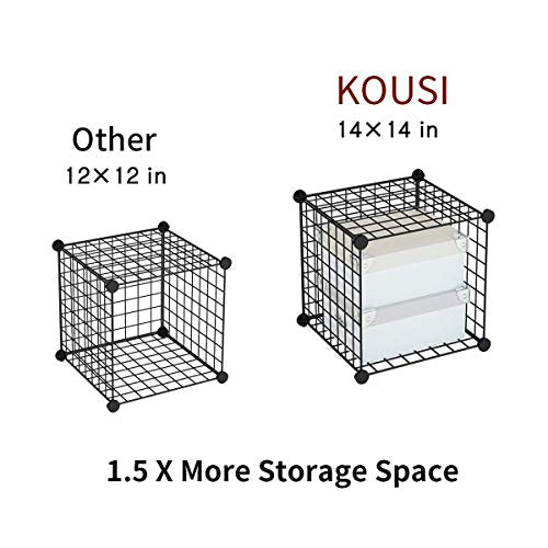 KOUSI 14"x14" Wire Cube Storage, Metal Grid Organizer, 30-Cube Modular Shelving Unit, Stackable Bookcase, Ideal for Living Room, Bedroom, Office, Garage