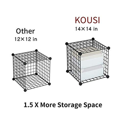 KOUSI 14"x14" Wire Cube Storage, Metal Grid Organizer, 30-Cube Modular Shelving Unit, Stackable Bookcase, Ideal for Living Room, Bedroom, Office, Garage