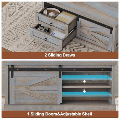 Itaar 39.4'' Lift Top Coffee Table with Storage, Farmhouse Coffee Tables for Living Room, Square Coffee Table with Large Hodden Compartment & 2 Drawrs & Adjustables Shelves (Blue) - color: Blue