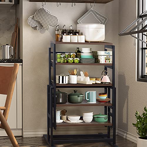 Space Saving Convertible Shelf Table, Multipurpose Converting Kitchen Dining Table to Shelf, Wood and Metal Convertible 2 in 1 Bookshelf to Dining Table