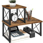 ELITEROO Wood Desktop Shelf, 2 Tier Adjustable Small Bookshelf Organizer, Freestanding Stackable Desk Stand, Storage Organizers, Kitchen Counter Display Rack, Rustic Brown - color: Rustic Brown