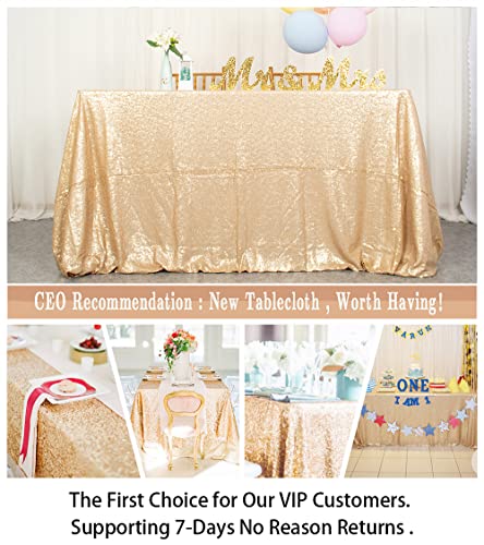 ShiDianYi Matte Gold 70x70-Inch Elegant Sequin Table Cover - Square Table Cloth for Party - color: Matte Gold, size: 70" x 70" (Square)