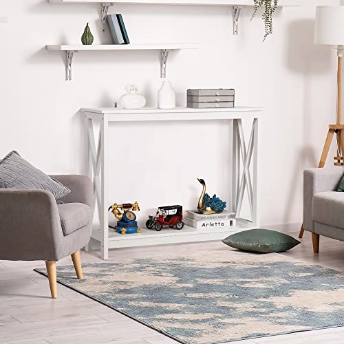 Nouva 2-Tier Narrow Console Sofa Side Table Wall Table for Hallway Foyer, White - color: White