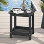 LUE BONA Small Outdoor Side Table, 2-Tier HDPE with Rail, Black | Outdoor End Table with Rail for Patio, Deck, Poolside, Weather Resistant HDPE, Low Maintenance, Easy to Clean - color: Black