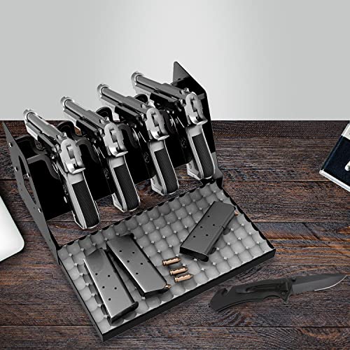 UNITEDPOWER Metal Pistol Rack, Handgun Holder for Gun Cabinet Storage, Revolvers Safe Organizer, 4 Gun Stand Fit Most Pistols, Black