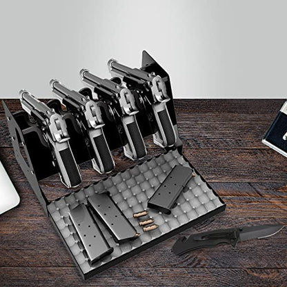 UNITEDPOWER Metal Pistol Rack, Handgun Holder for Gun Cabinet Storage, Revolvers Safe Organizer, 4 Gun Stand Fit Most Pistols, Black