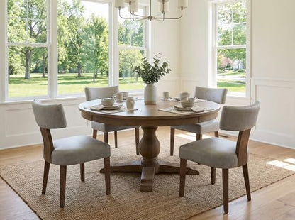 RIVOVA Mid Century Modern Dining Chairs Set of 4 PU Leather Upholstered Side Chairs, Modern Kitchen Armless Parson Chairs Solid Wood Dining Chairs, Grey - color: Grey Curved