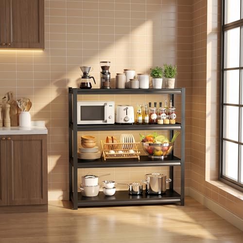 3 Tier Metal Bookshelf, Adjustable Tall Bookcase, Heavy Duty 1800 LBS Modern Deep Book Shelf, Bolt-Free Storage Shelves for Living Room, Home Office, Garage, 27.6" Wx 13.8" Dx 31.5" H - size: 3 Tier-27.6"Wx 13.8"Dx 31.5"H