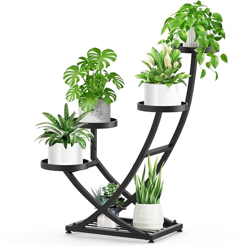 Outdoor Plant Stand Metal Plant Stand Indoor, 5 Tier Heavy Duty Corner Plant Stands, Plant Shelf for Tall Plant Holder Shelves for Living Room Bedroom Modern Home Decor