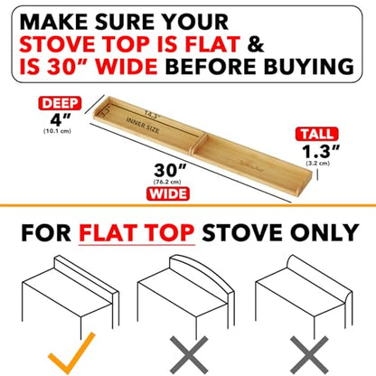 SpaceAid 30" Wide Kitchen Shelf Organizer for Stove, Magnetic Bamboo Spices Shelf for Home Stove Kitchen Storage Organization (Fit for Flat Top Only, White) - size: 30" Wide, White, 1-Tier