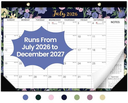 Desk Calendar 2026-2027, 18-Month Calendar Runs from July 2026 to December 2027, Large 17" x 12" Monthly Desktop & Wall Calendar for Home & Office - Midnight Garden - color: g-Midnight Garden, size: Jul 2026 – Dec 2027