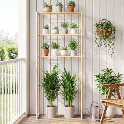 COSTWAY 3-Tier Over The Toilet Rack, Solid Wood Vertical Organizer with Slatted Shelves, Freestanding Space-Saving Toilet Storage Rack for Bathroom, Laundry Room