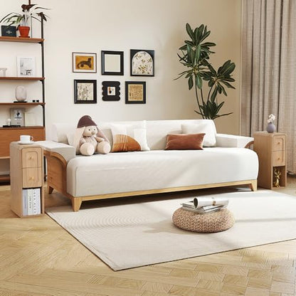 Narrow Nightstand with 2 Drawers, Small Bedside Tables, Mid-Century Modern Slim Night Stand with Storage, Wooden End Table for Small Spaces, Bedroom, Living Room (Natural-1PCS) - color: 2drawers-natural-1pcs