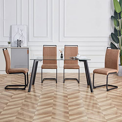 Baysitone Modern Dining Chairs Set of 2, Side & Kitchen Chairs with Faux Leather Padded Seat, High Back, for Dining, Kitchen, Living Room - Brown - color: Brown, size: Set of 2