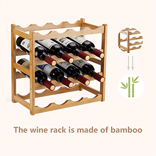 Bamboo Wine Rack, Sturdy and Durable Countertop Wine Storage Cabinet Shelf for Pantry - 4 Tiers 16 Bottle Wine Rack - color: 4 Tier Natural